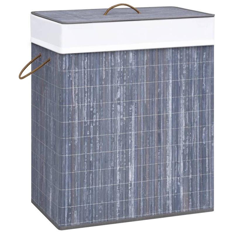 Panier  linge avec une seule section bambou gris 83 L