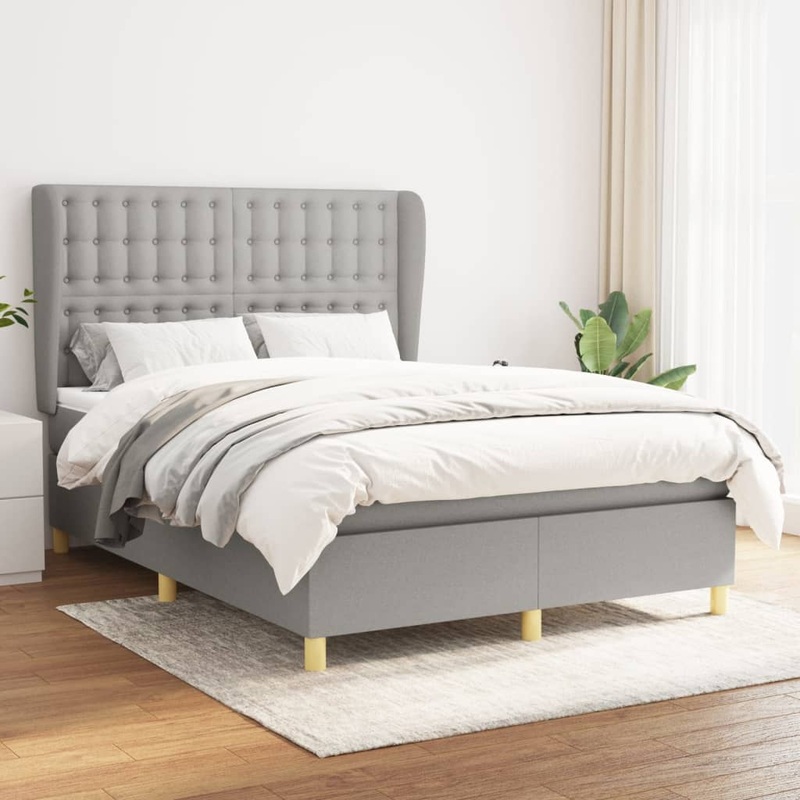 Sommier  lattes de lit avec matelas Gris clair 140x190cm Tissu
