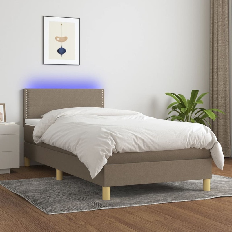 Sommier  lattes de lit avec matelas LED Taupe 90x200 cm Tissu