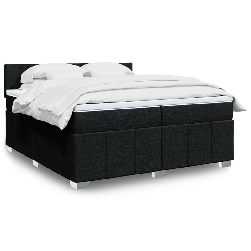 Sommier  lattes de lit avec matelas Noir 200x200 cm Tissu