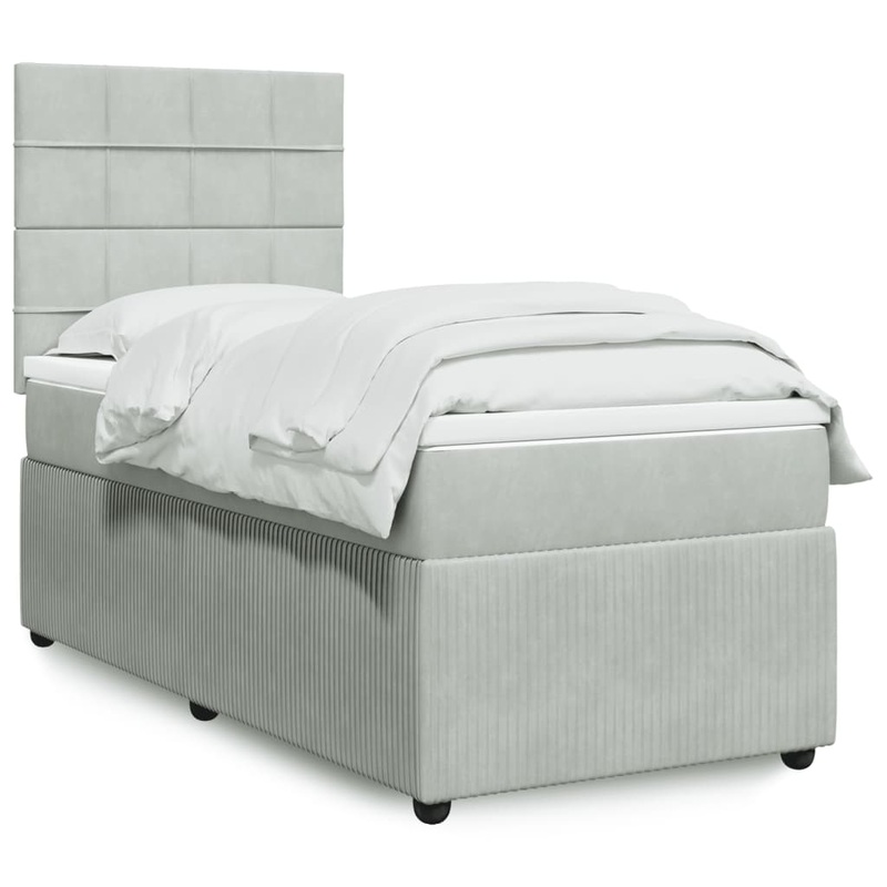 Sommier  lattes de lit et matelas Gris clair 90x190 cm Velours