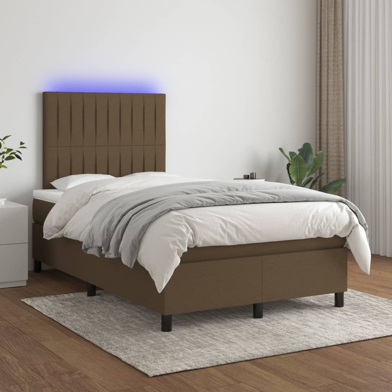 Sommier  lattes de lit matelas et LED Marron fonc 120x200 cm