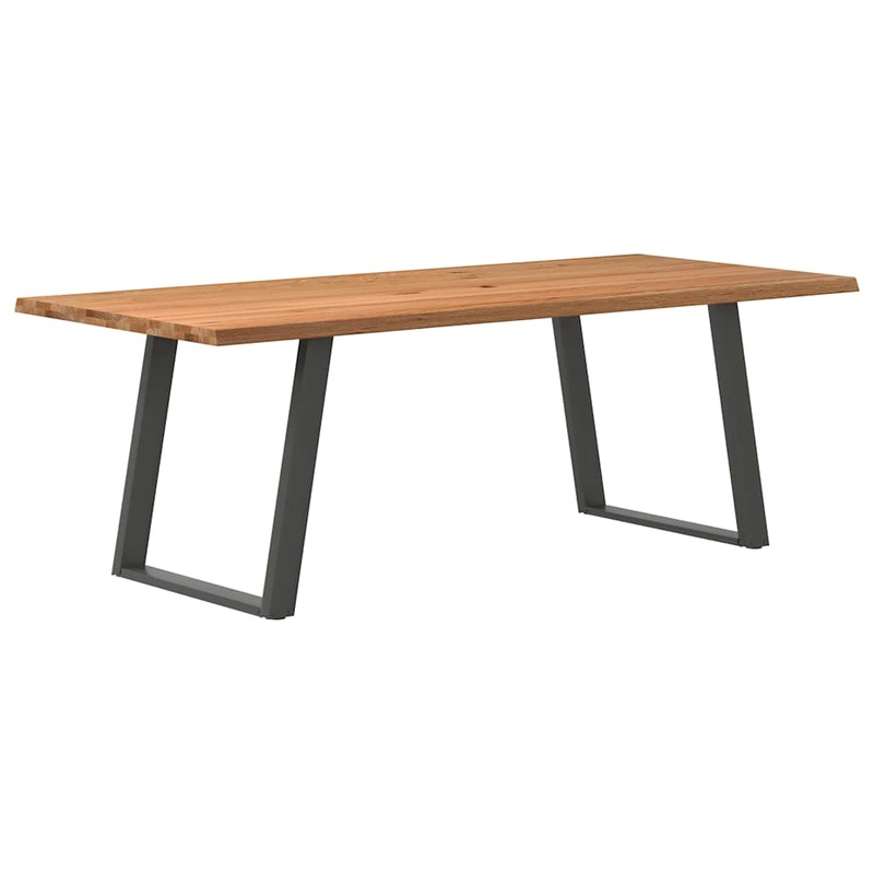 Table  manger et bord naturel bois massif chne rectangulaire